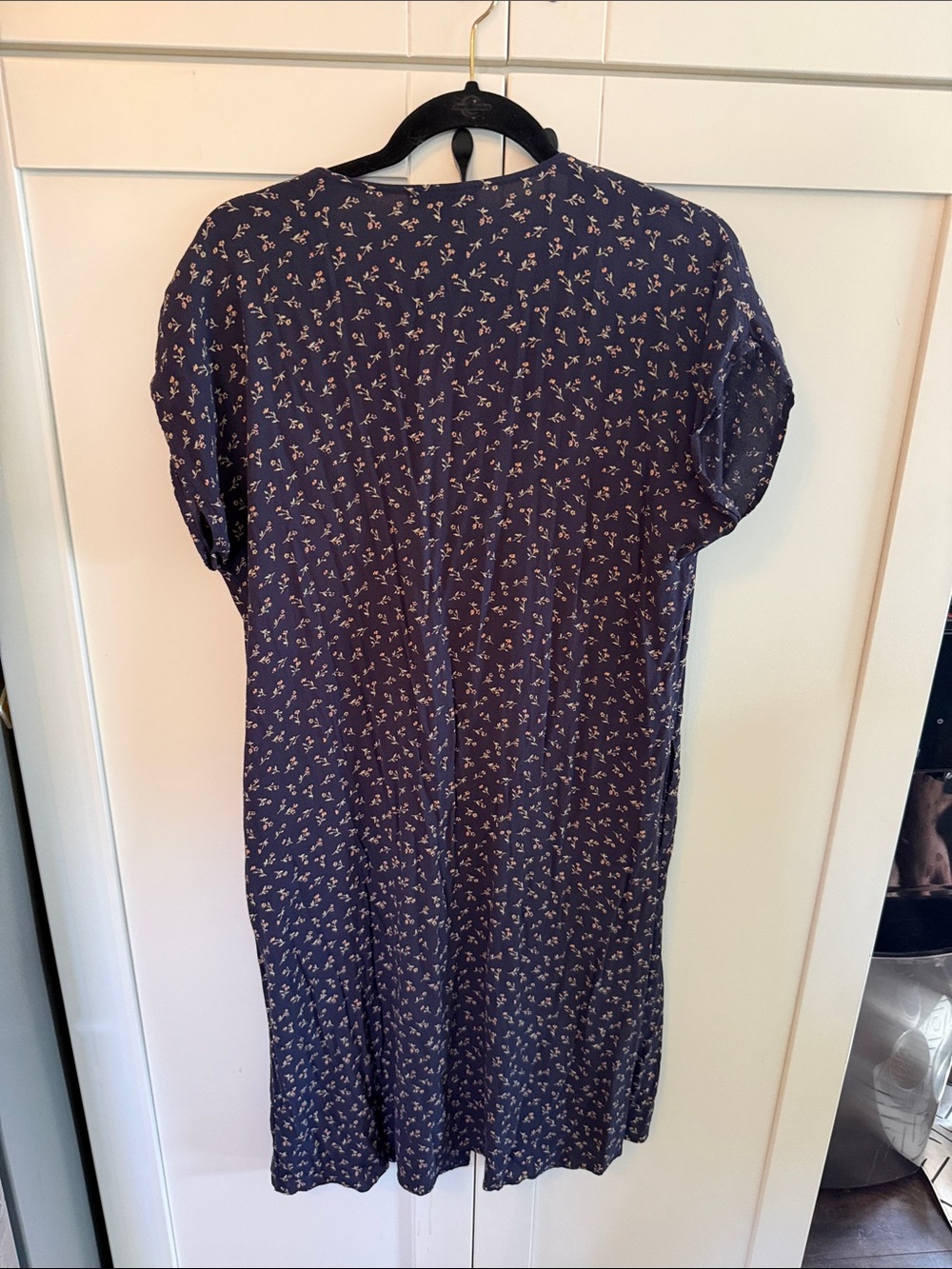 Madewell Navy Floral V-Neck Button-Down Dress - Picture 6 of 10